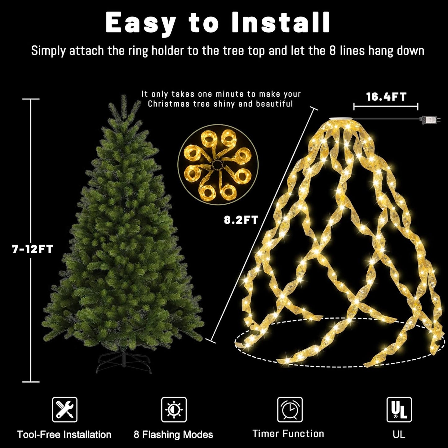 Ribbon String Christmas Tree Lights