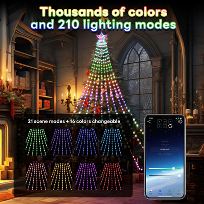 Smart LED Waterfall Christmas Tree String Light