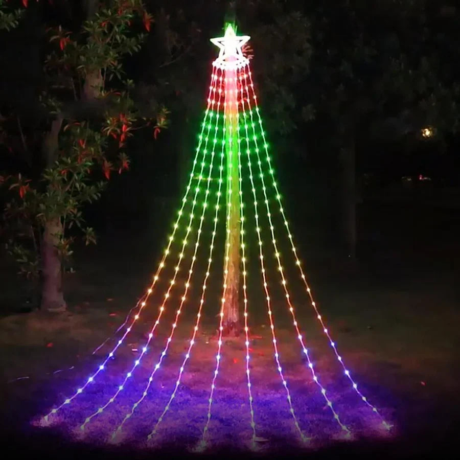 Smart LED Waterfall Christmas Tree String Light