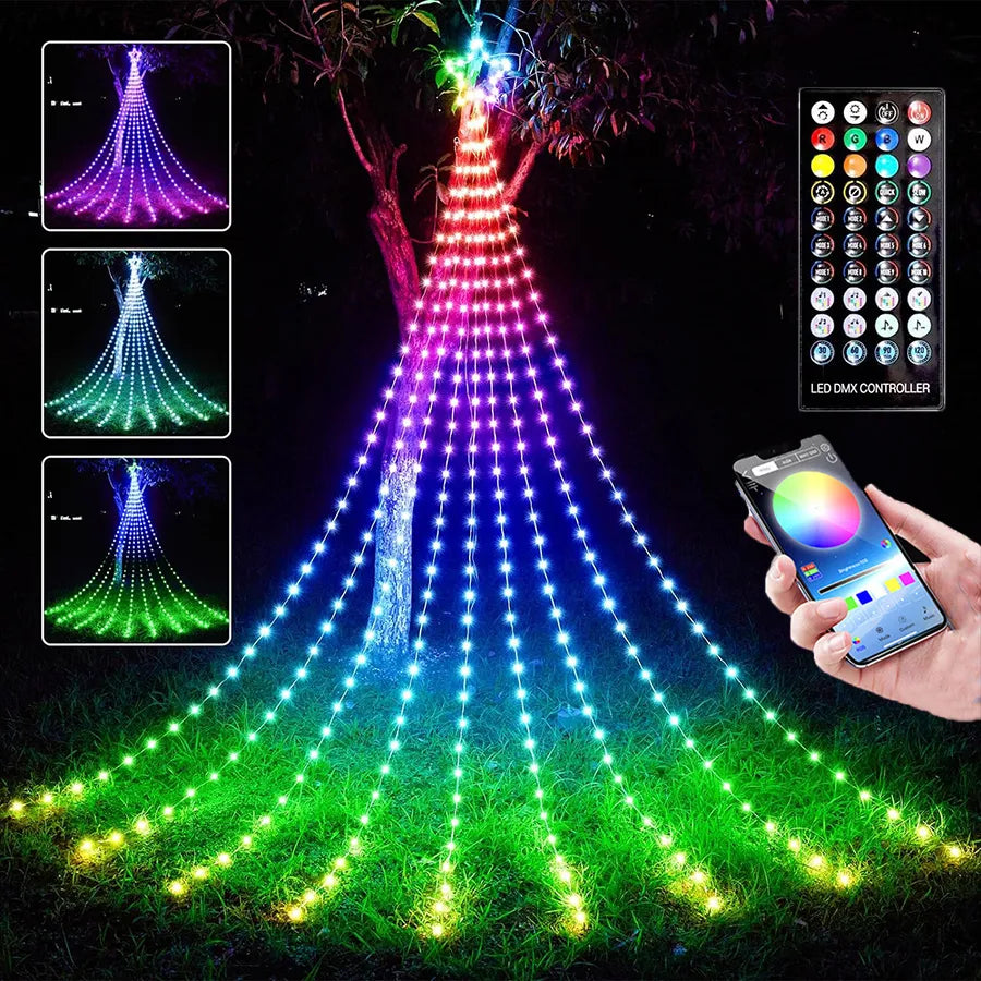 Smart LED Waterfall Christmas Tree String Light